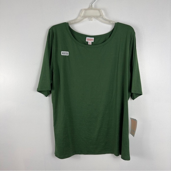 Lularoe 3 xlarge geeen blouse 22-1/2 p2p 26” length great preowned condition - Picture 2 of 8